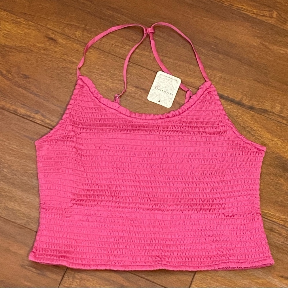 Free People New Womens Size S Right On Smocked Cami in Fuchsia Barbiecore Pink